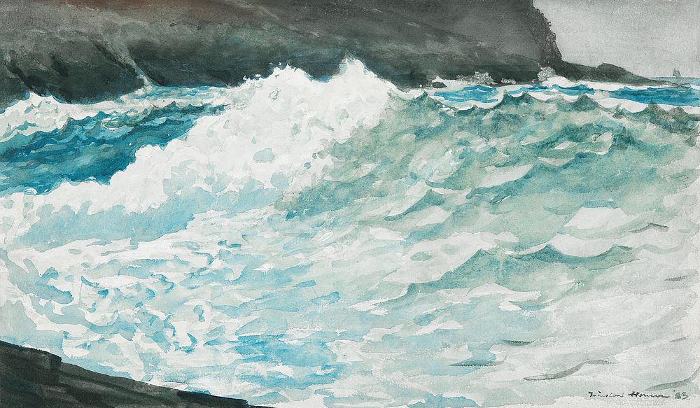 Surf, Prout&rsquo;s Neck (1883) by Winslow Homer. Original from Yale University Art Gallery. Digitally enhanced by rawpixel.