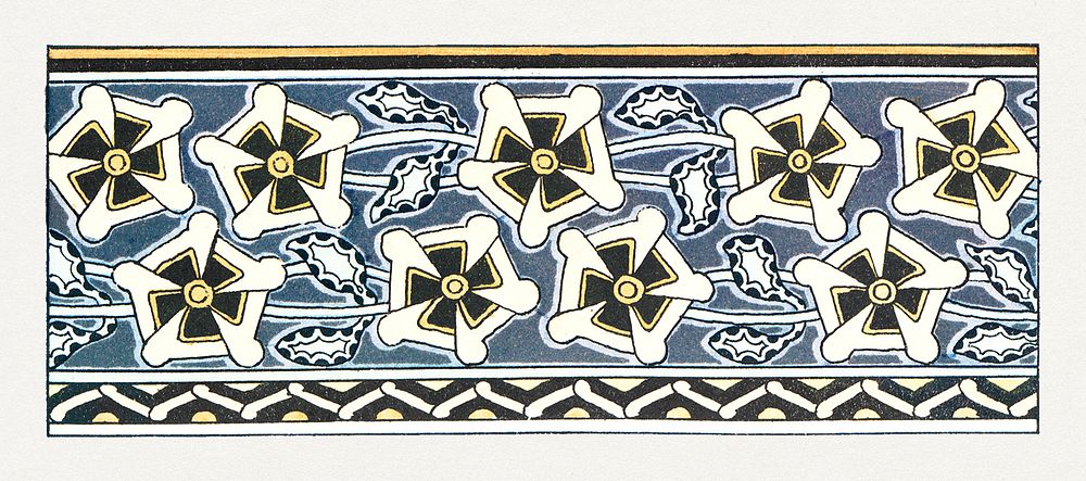 Art nouveau periwinkle flower pattern design resource