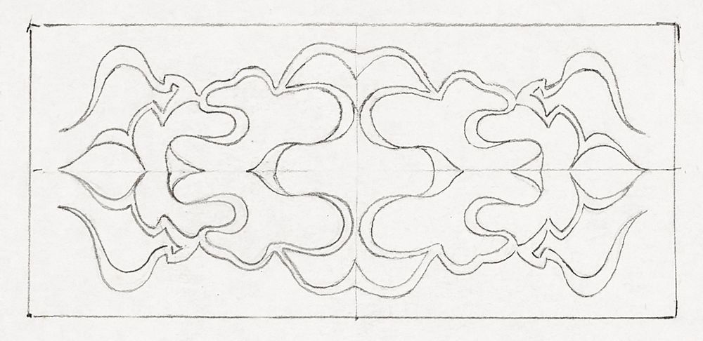 Symmetrical pattern of curly lines within a rectangle (1894) by Julie de Graag (1877-1924). Original from The Rijksmuseum.…