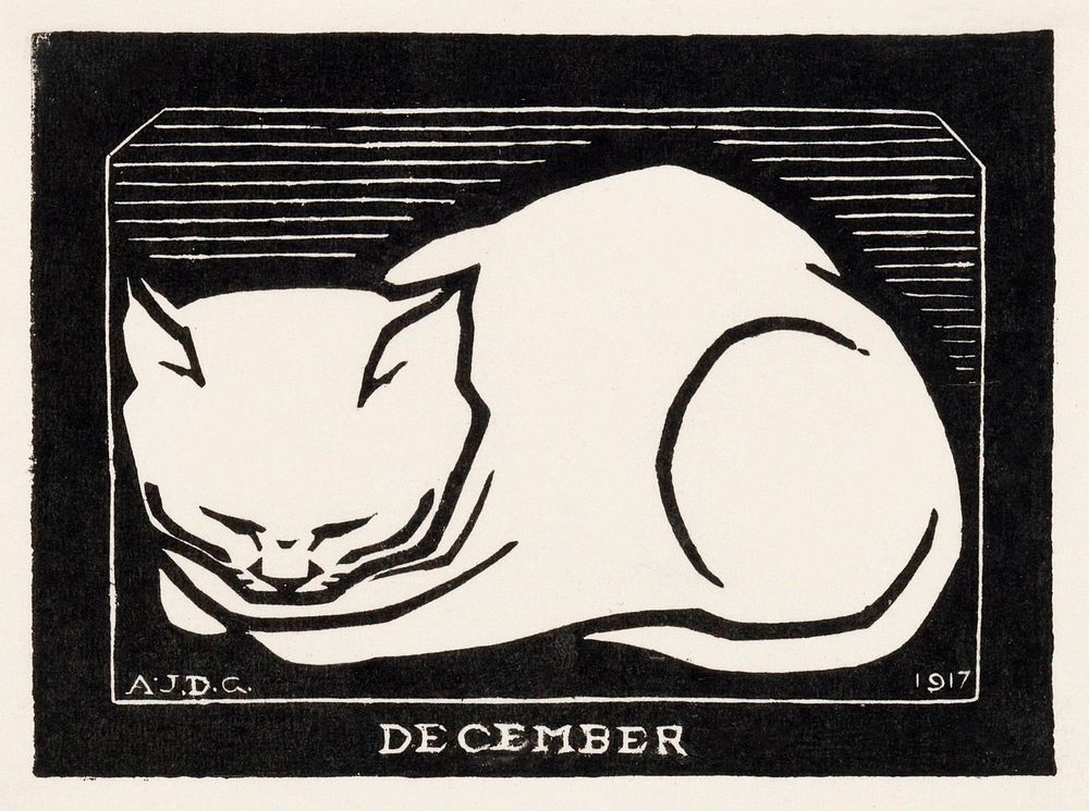 December cat(1917) by Julie de Graag (1877-1924). Original from The Rijksmuseum. Digitally enhanced by rawpixel.