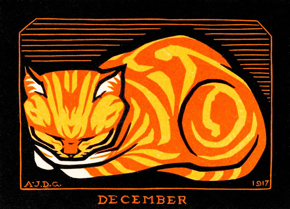 December Cat (1917) by Julie de Graag (1877-1924). Original from The Rijksmuseum . Digitally enhanced by rawpixel.