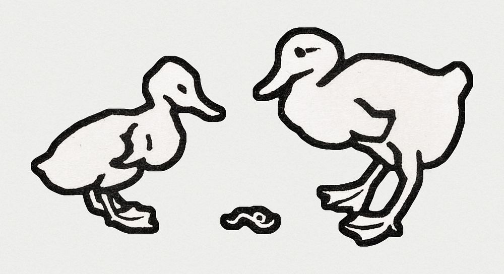 Vintage Illustration of Two ducklings.