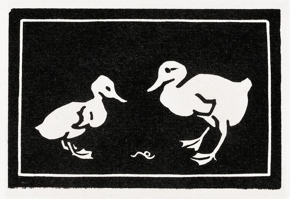 Two ducklings (1923-1924) by Julie de Graag (1877-1924). Original from The Rijksmuseum. Digitally enhanced by rawpixel.