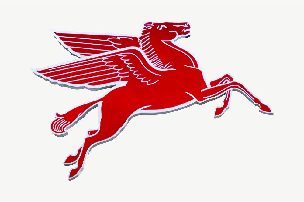 Red Pegasus vector sign, remixed from artworks by John Margolies