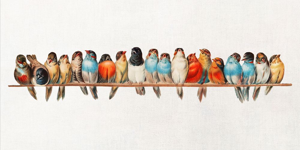 A Perch of Birds clipart, Hector Giacomelli's famous artwork psd, remastered by rawpixel