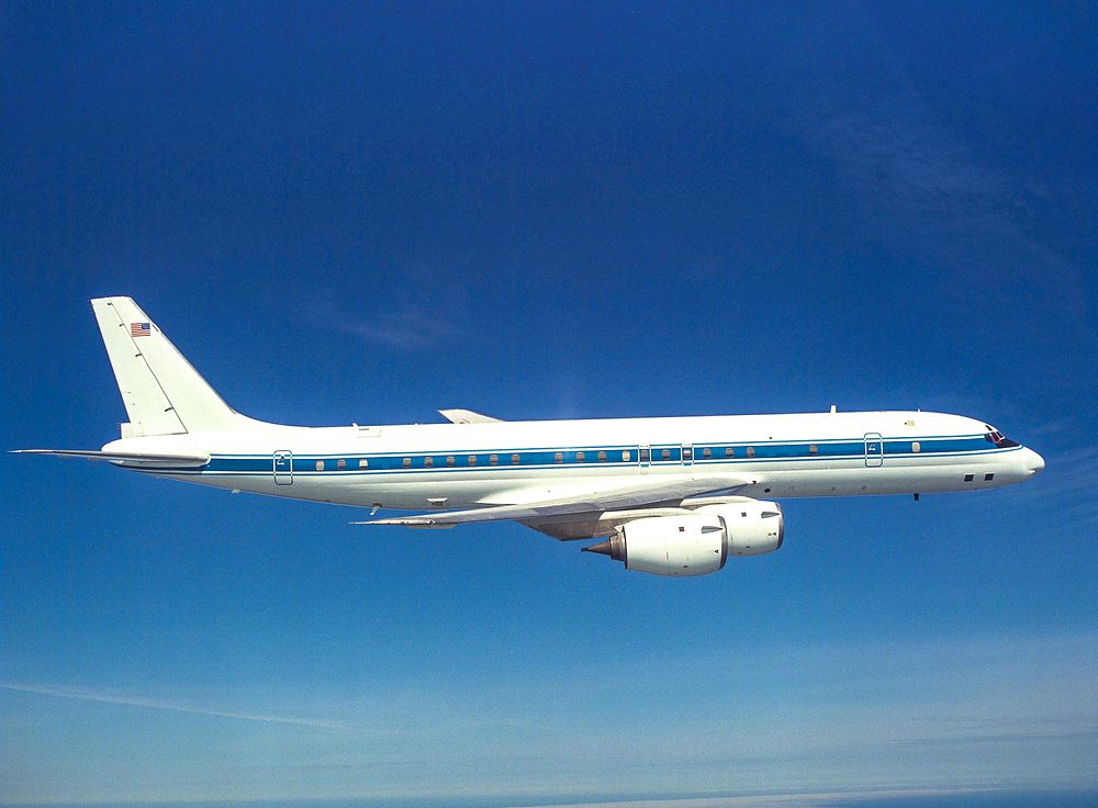 DC-8 NASA 717 in flight over San Francisco, Ca., 1991-05-29. Original from NASA. Digitally enhanced by rawpixel.