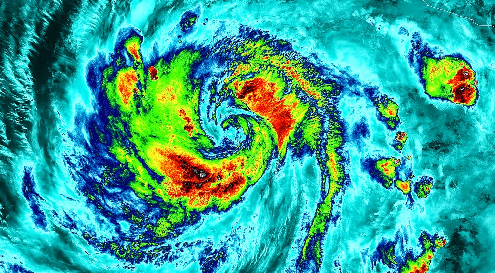 NASA-NOAA's Suomi NPP Satellite Gets Colorful Look at Hurricane Blanca. Original from NASA. Digitally enhanced by rawpixel.