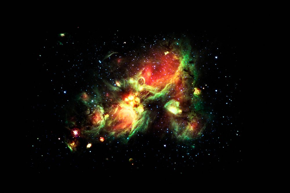 Aesthetic galaxy background, volcanic nebula telescope