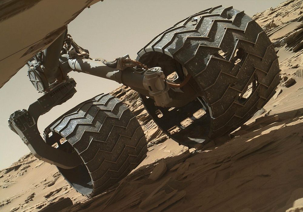The team operating NASA's Curiosity Mars rover uses the Mars Hand Lens Imager camera on the rover's arm to check the…