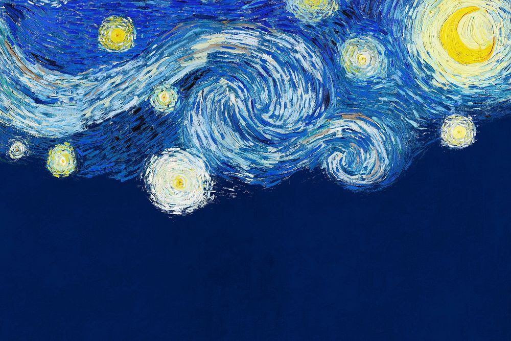 The Starry night border background, inspired by Van Gogh's famous artwork psd