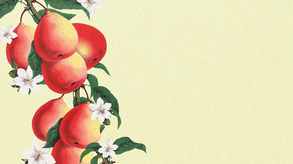 Pear tree desktop wallpaper, presentation background with aesthetic botanical illustration
