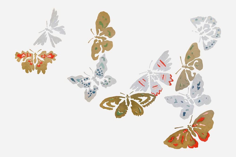 Aesthetic butterfly collage element, Japanese vintage illustration vector