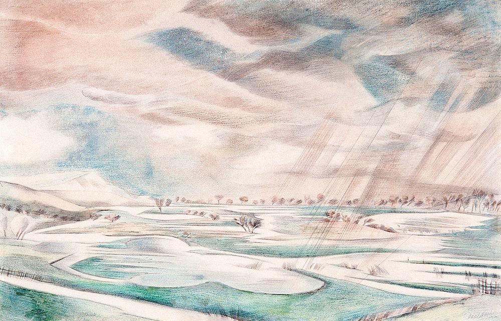 A rainy day (1922) by Paul Nash. Original from The Museum of New Zealand. Digitally enhanced by rawpixel.