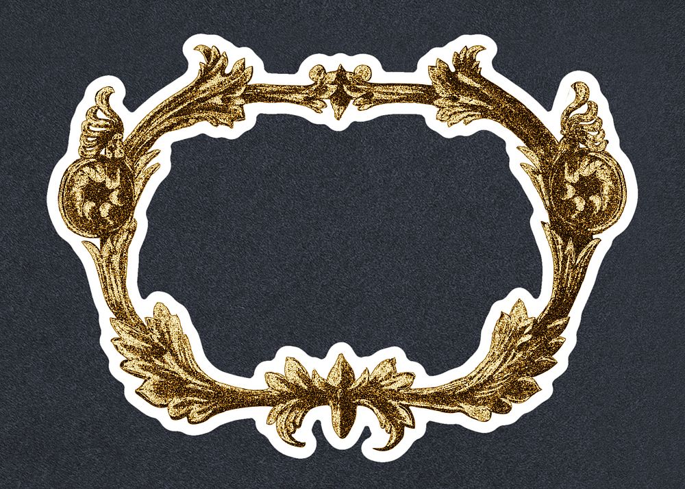Vintage gold ornament frame sticker