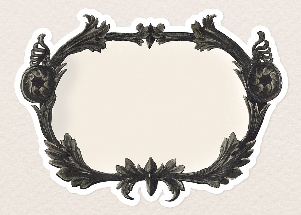 Vintage ornament metal frame cream background design element