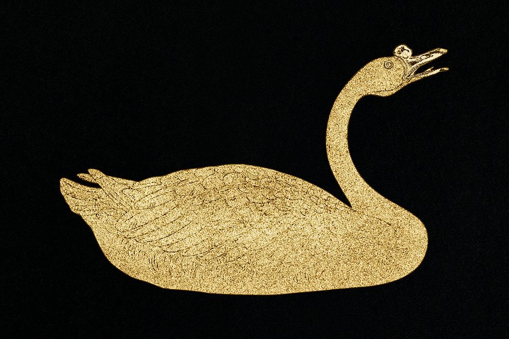 Goose with gold effect design element 