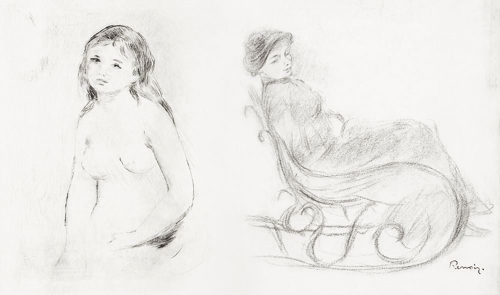 Study for a Female Bather (1906) and Woman Seated in a Chair (recto); Woman in a Chair, Seen from the Back (verso) (1883) by…