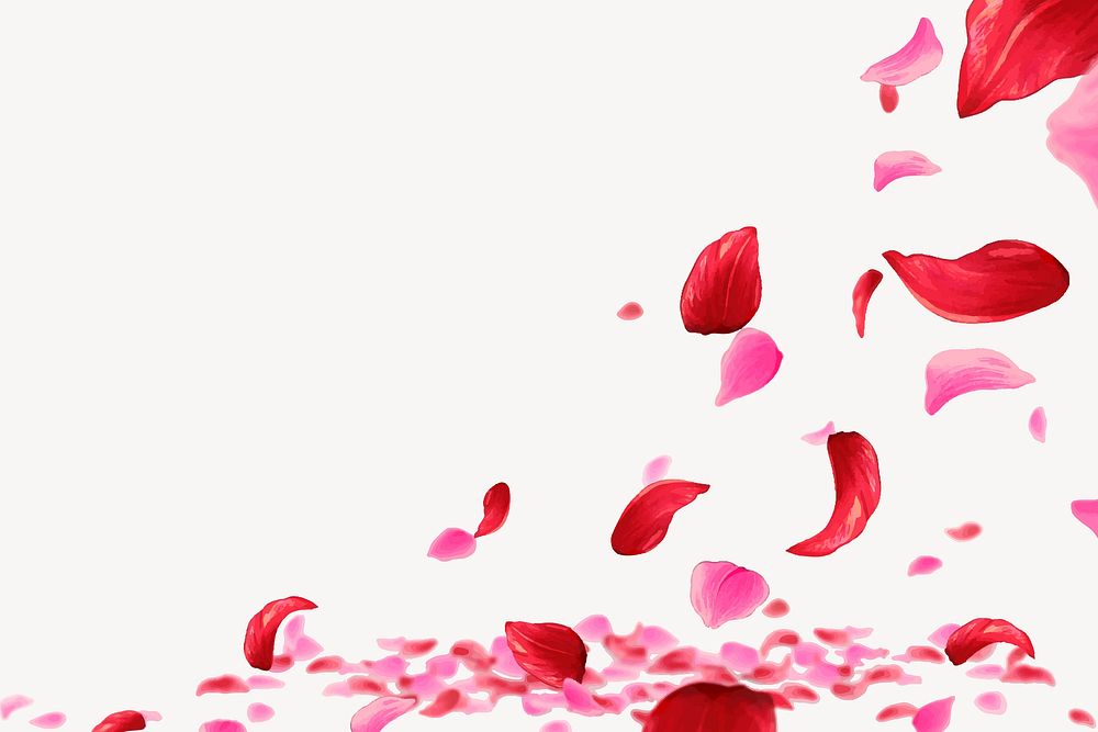 Pink flower petals background, blank space, ukiyo e floral art vector