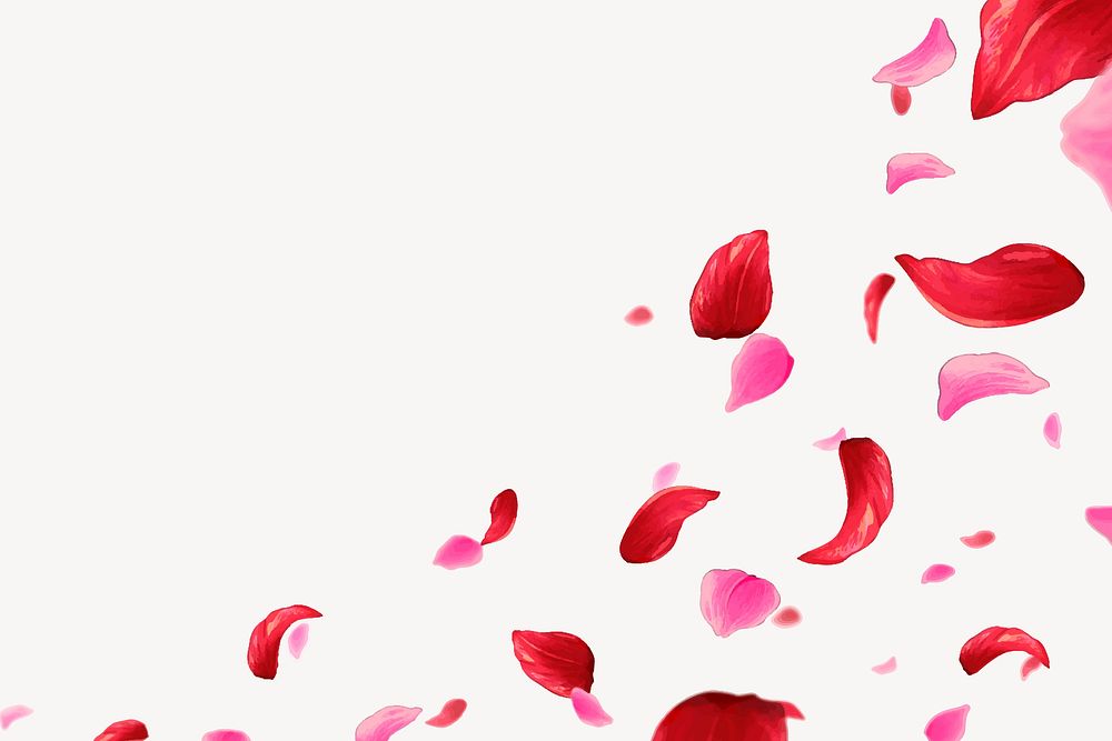 Pink flower petals background, copy space, ukiyo e floral art vector
