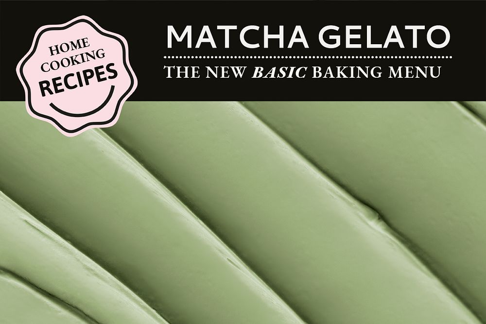 Gelato template psd with matcha frosting texture for blog banner