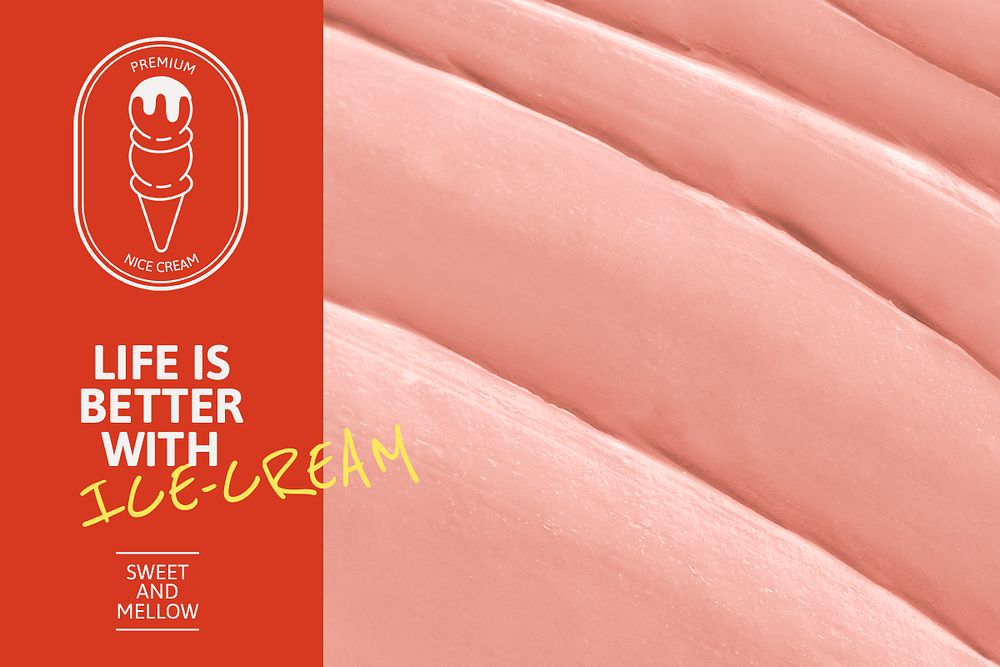 Ice cream template psd with pink frosting texture for blog banner