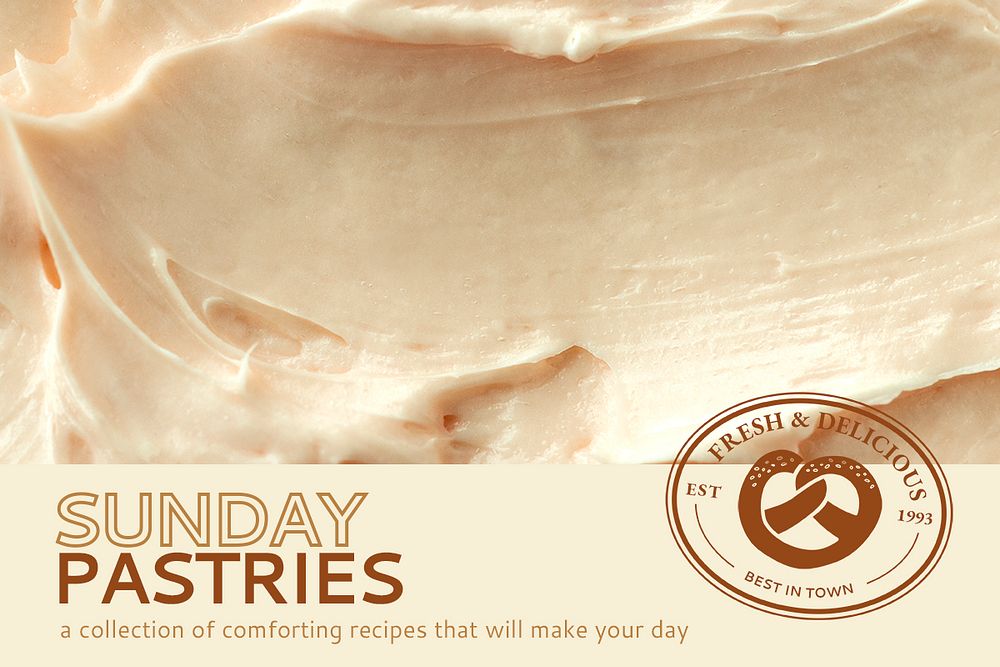 Pastries template psd with cream frosting texture for blog banner