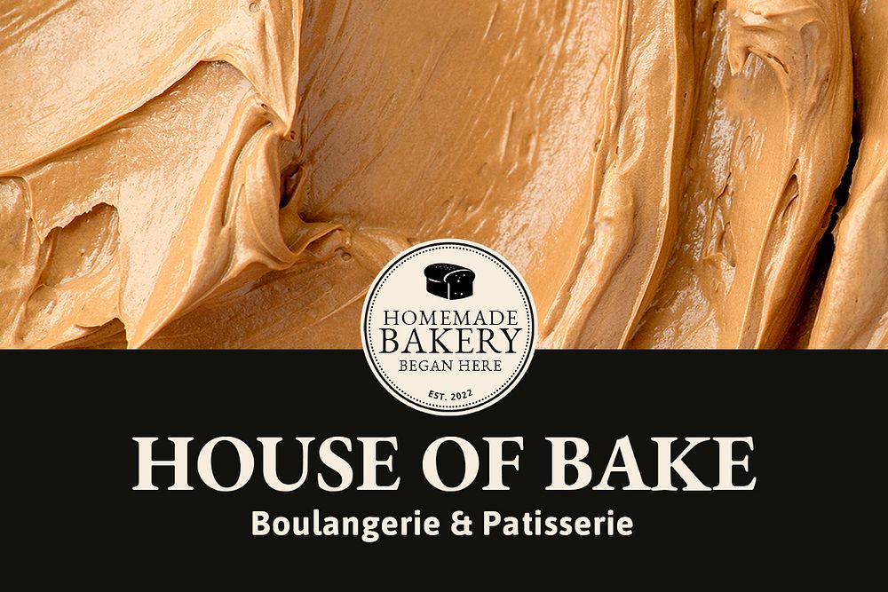 Bakery template psd with brown frosting texture for blog banner