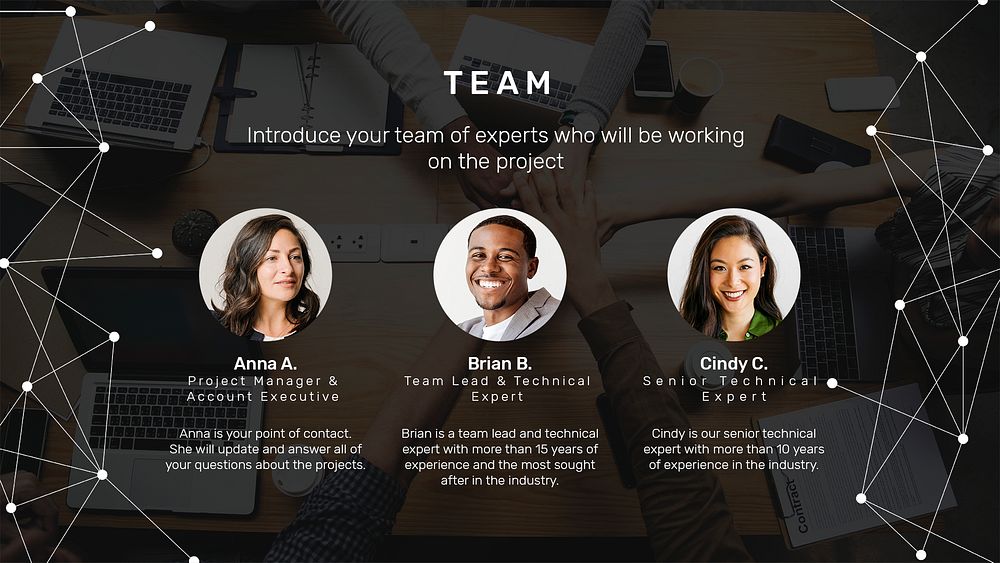 Corporate presentation template, team member profile, professional business psd layout