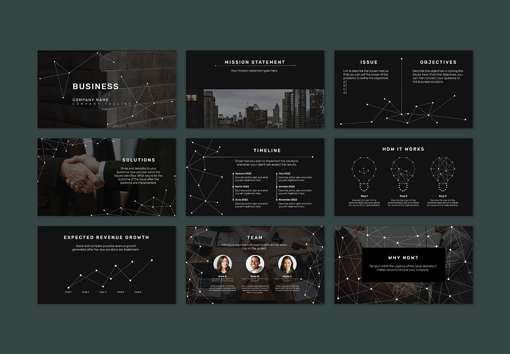 Corporate presentation template set, professional business psd layouts