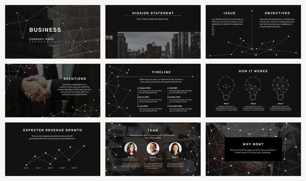 Business presentation template set, professional corporate psd layouts