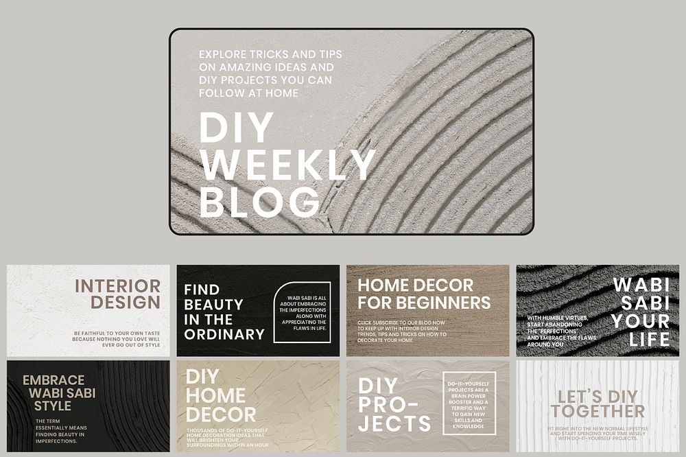 Textured blog banner template psd for interior company set