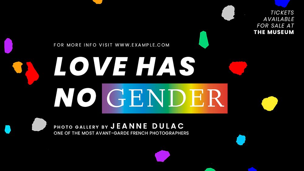 Pride month template psd with love has no gender quote for blog banner