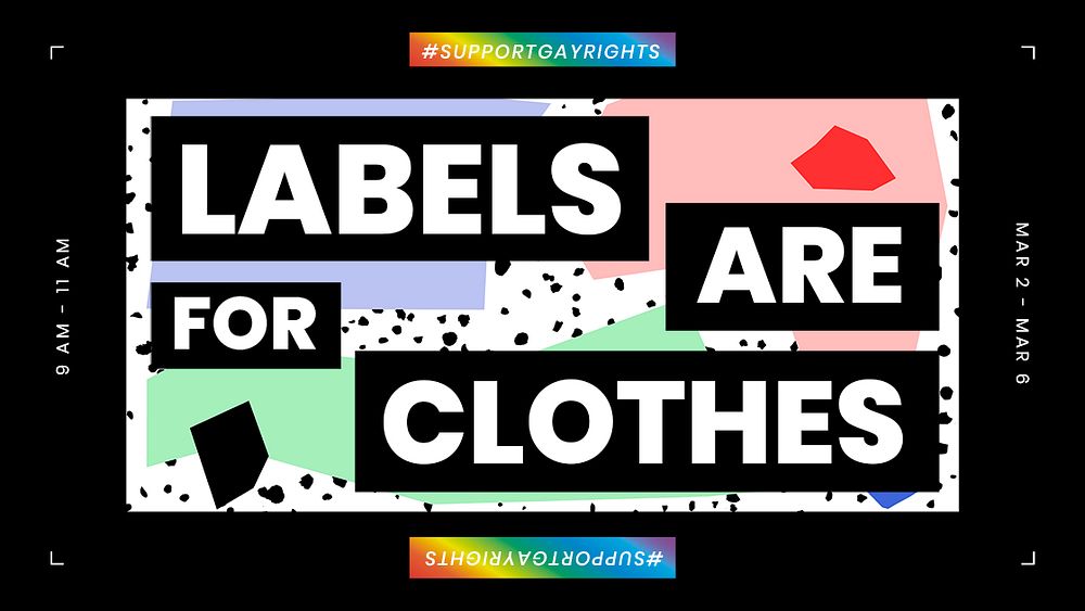 LGBTQ template psd with labels are for clothes quote for blog banner