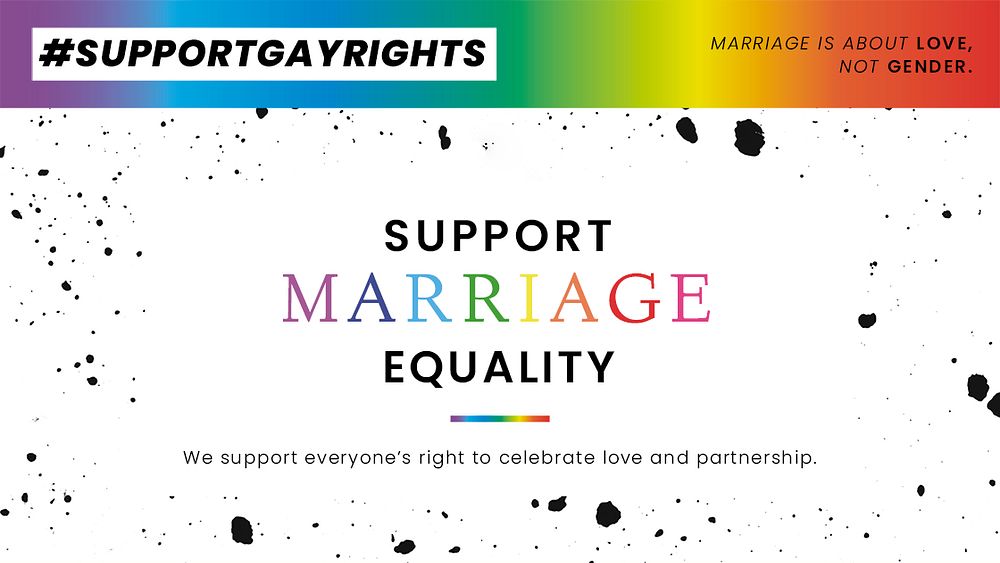 Pride month template psd with support marriage equality quote for blog banner