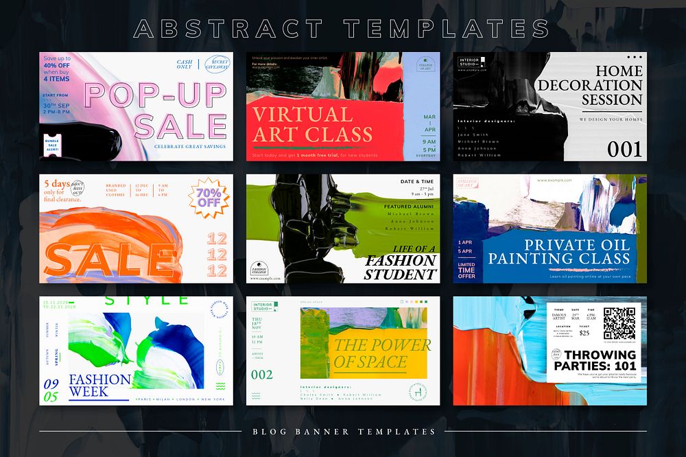 Abstract template psd set for blog banner template