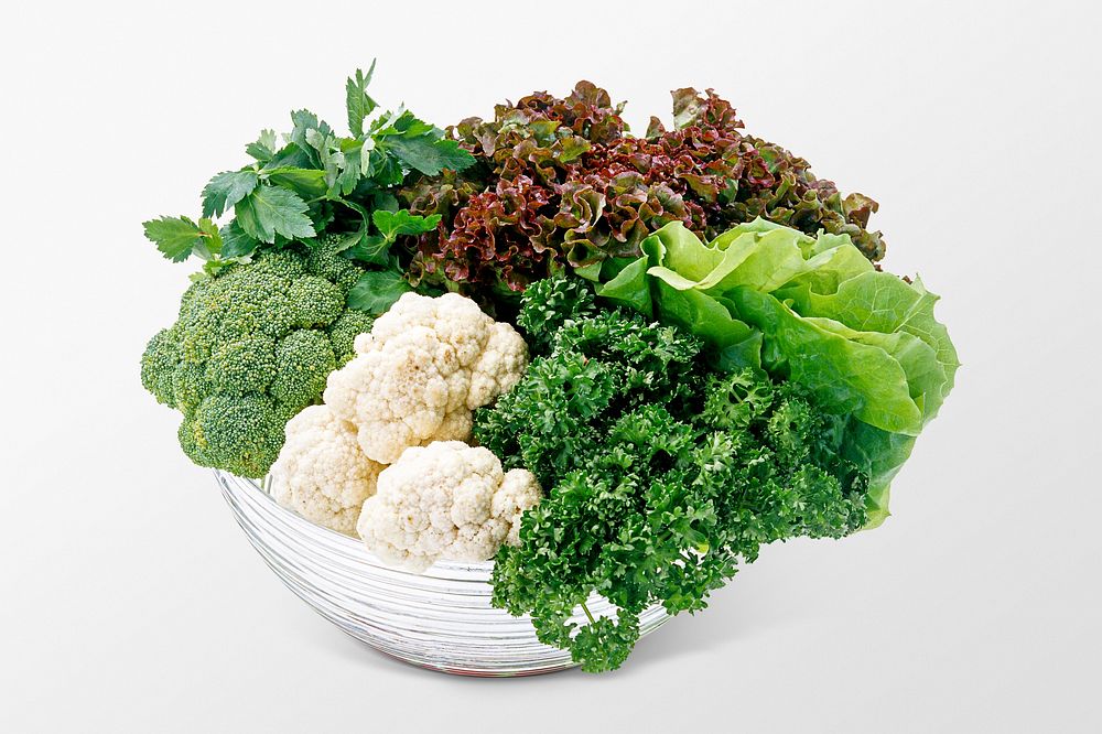 Green vegetable bowl, fresh vegan food psd