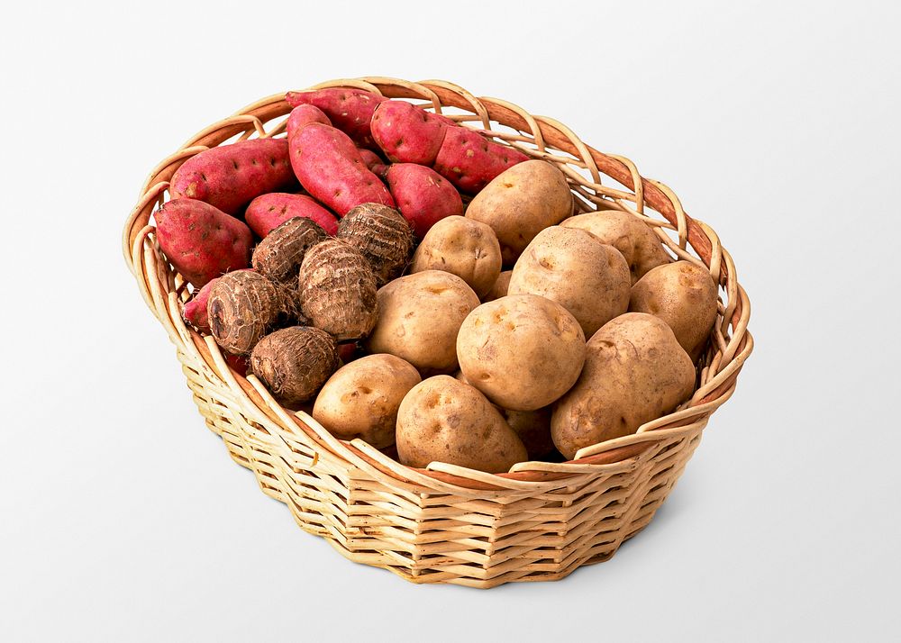 Potato basket, vegetable, healthy food psd