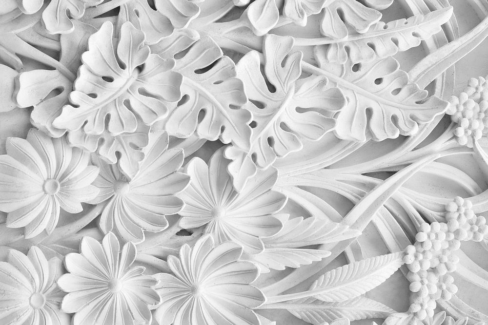 White floral ornament texture background, aesthetic design