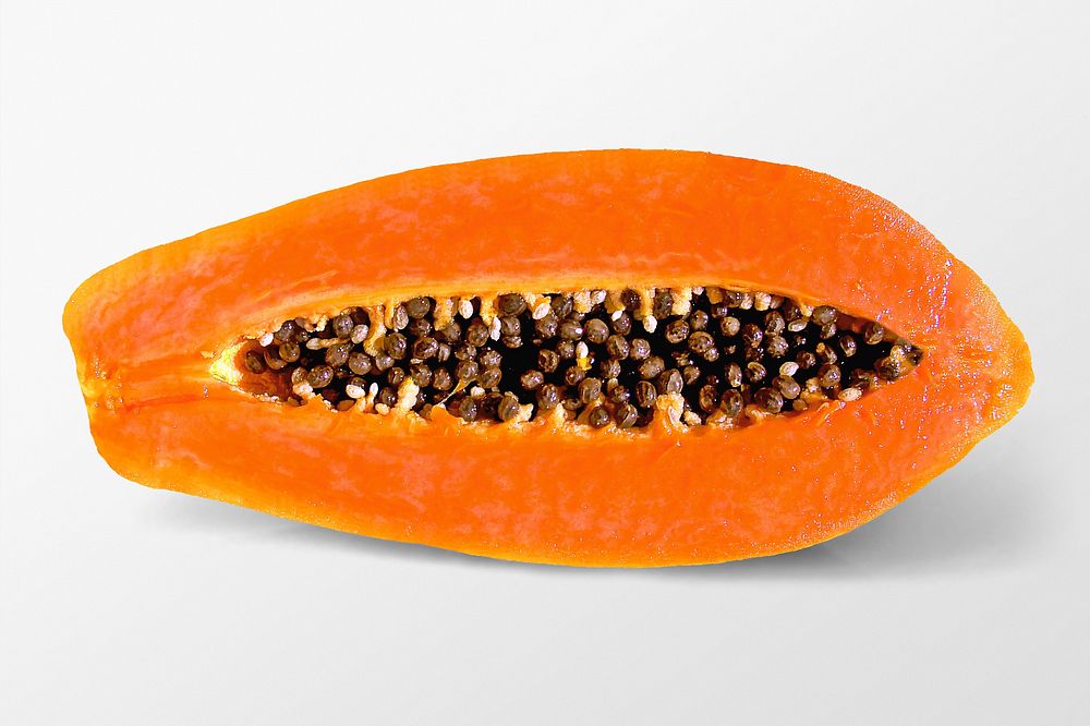 Ripe papaya sticker, tropical fruit psd