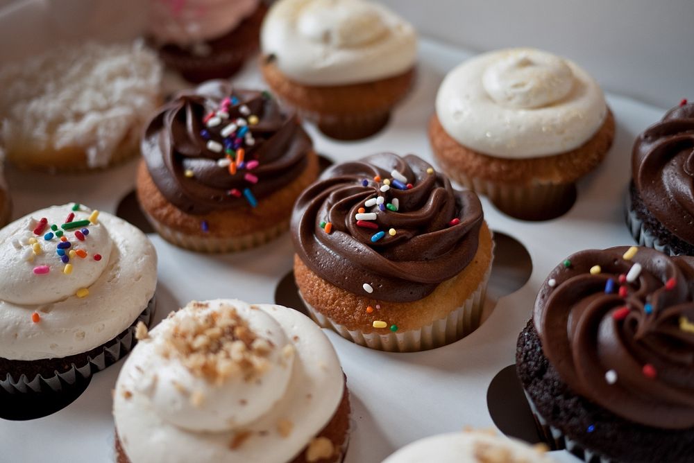 Free assorted cupcakes image, public domain dessert CC0 photo.