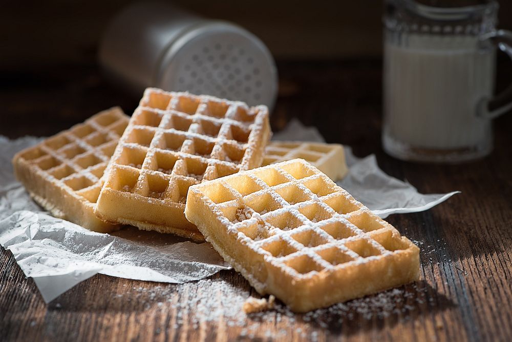 Free close up belgian waffle image, public domain food CC0 photo.