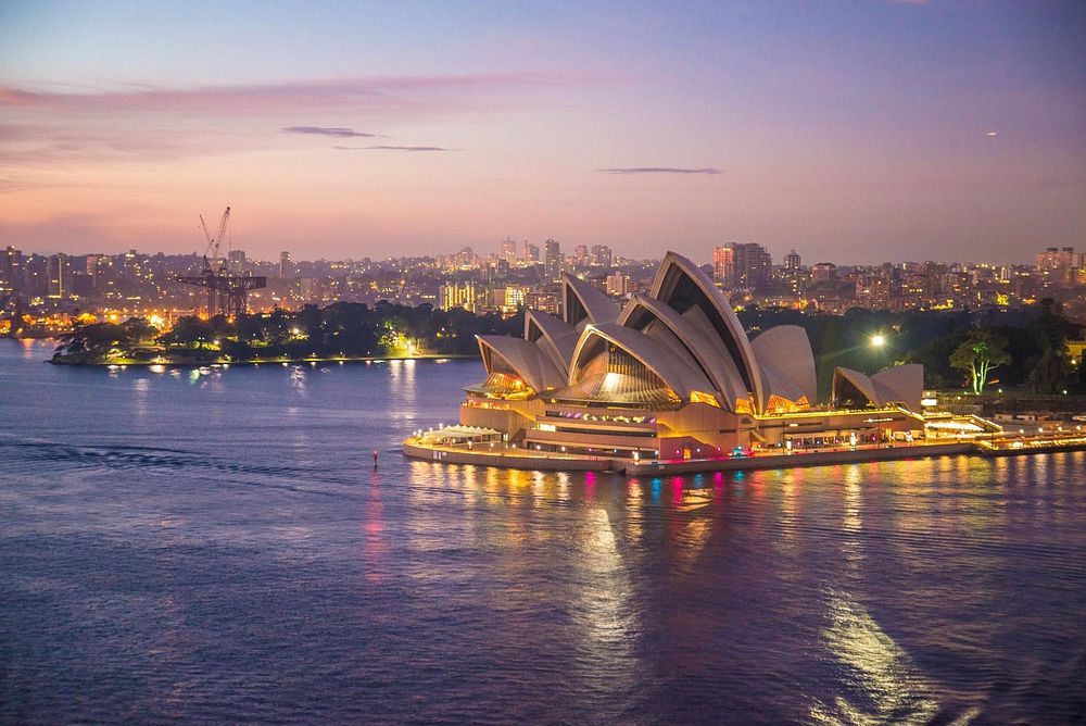 Free Sydney Opera House at the evening image, public domain CC0 photo.