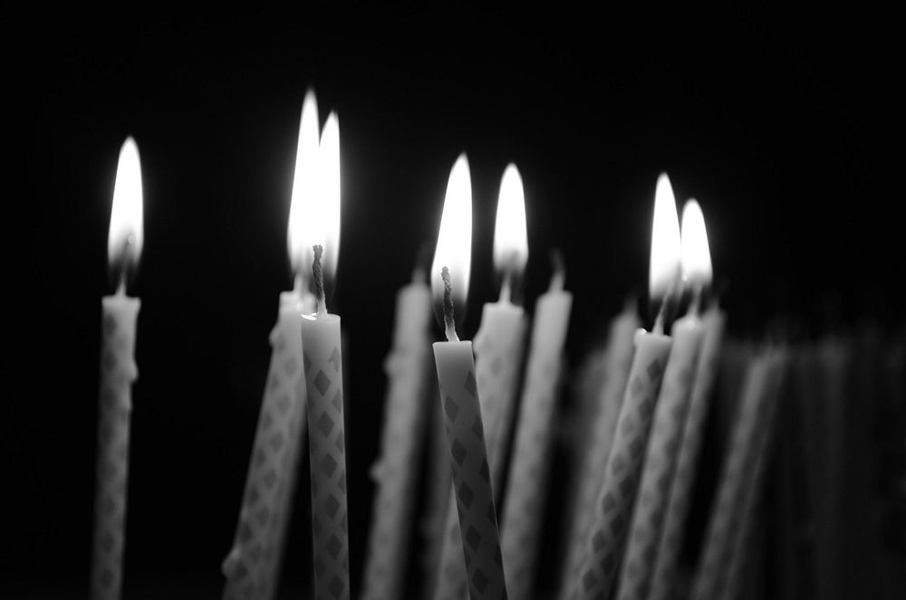 Free candle, gray background photo, public domain light CC0 image.