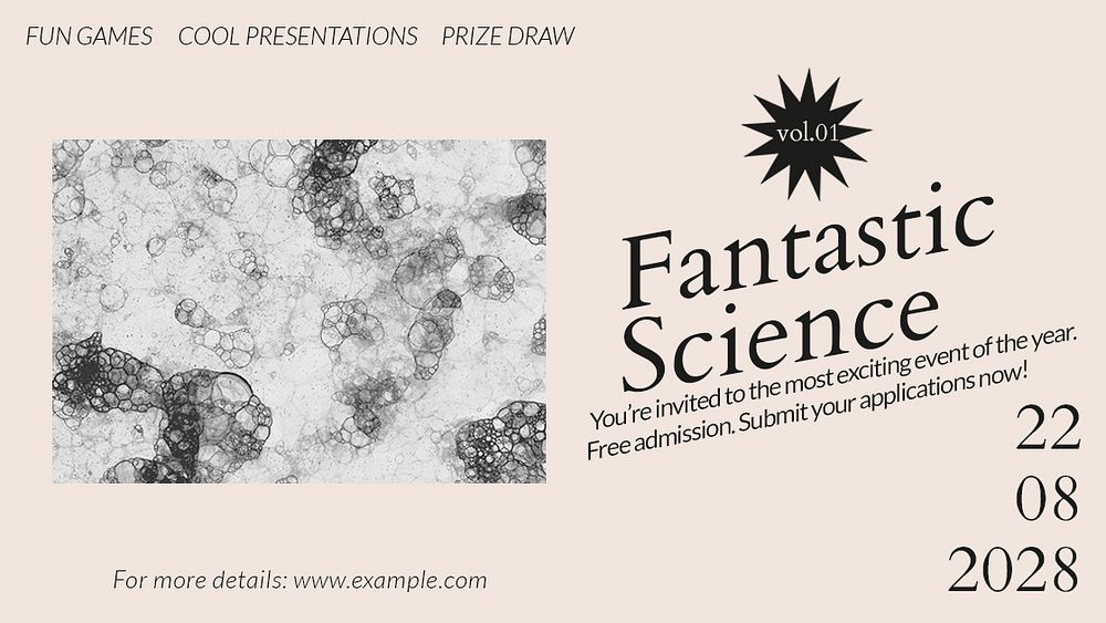 Bubble art science template psd fair aesthetic ad banner