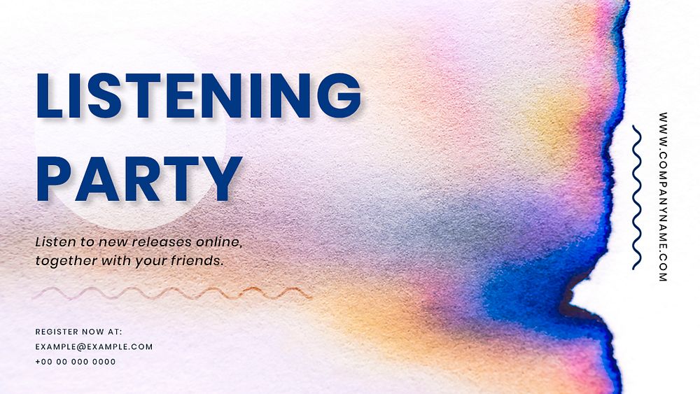 Listening party colorful template psd in chromatography art ad banner