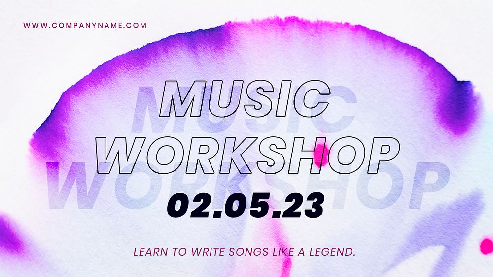 Music workshop colorful template psd in chromatography art ad banner