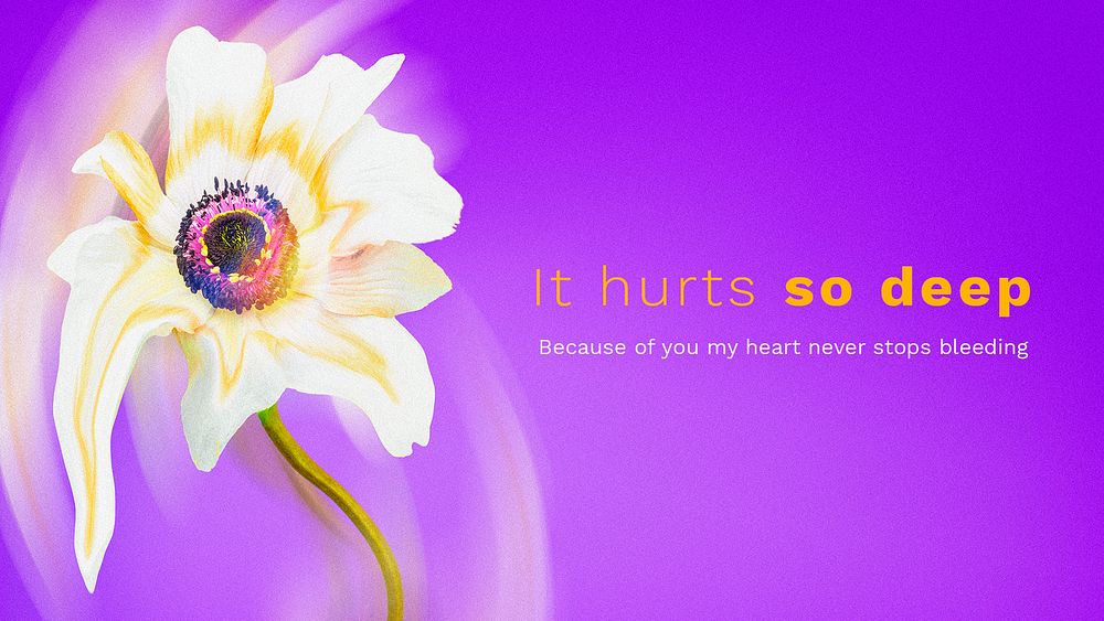 Banner floral template PSD, psychedelic abstract design with romantic quote