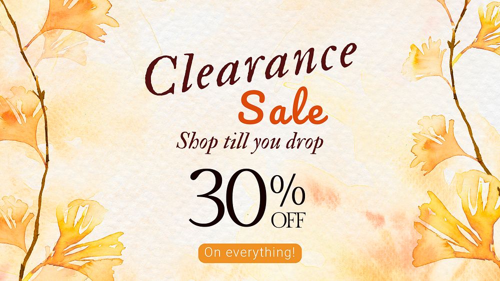 Autumn sale watercolor template psd fashion ad banner