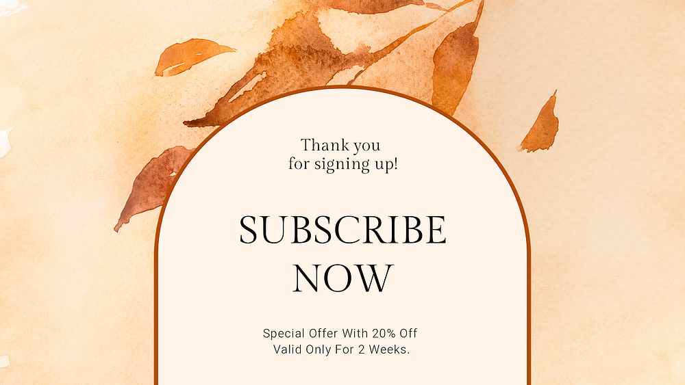 Aesthetic autumn sale template psd with subscribe now text ad banner