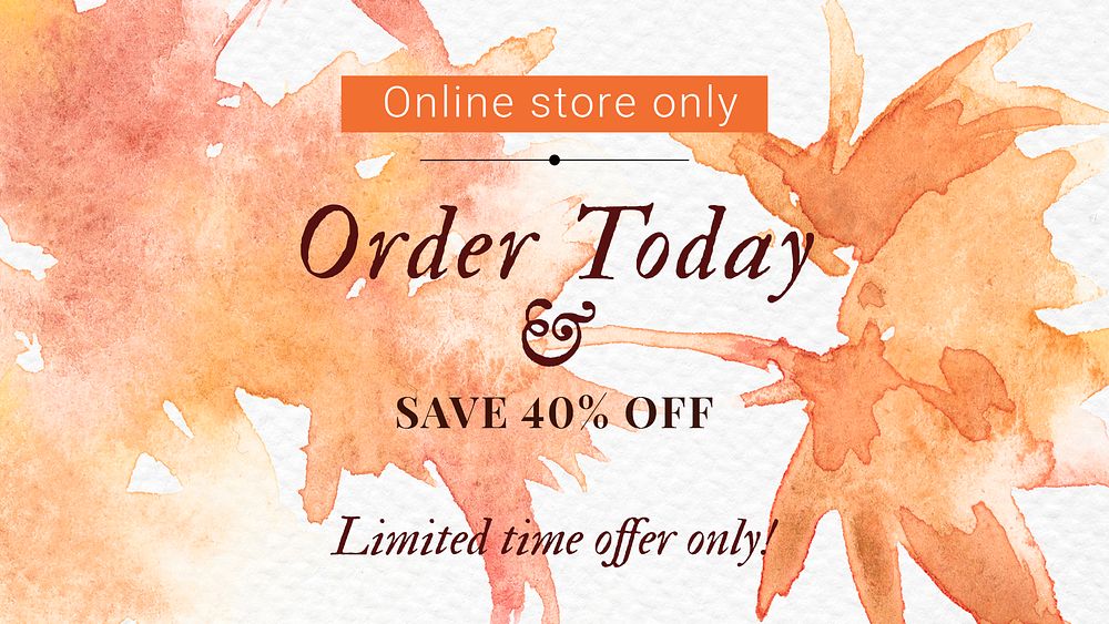 Aesthetic autumn sale template psd with order today text ad banner